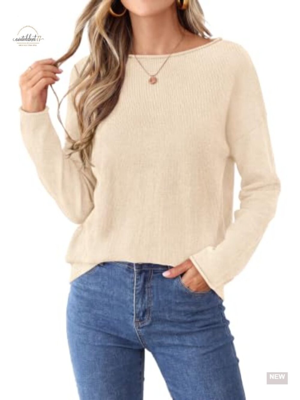 Oversized Rolled Neck Boat Neck Knit Pullover Sweater Loose Fit